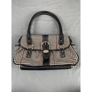 VTG Y2K Chaps houndstooth herringbone plaid bag purse twee preppy‎
